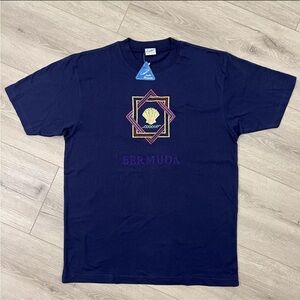 Vintage Tee Size L NEW Embroidered Graphic Print Short Sleeve Shell Bermuda